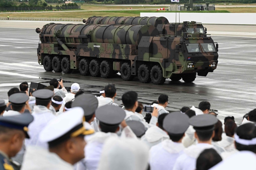 South Korea’s Hyunmoo-5 missile is displayed during a ceremony in Seongnam in 2024. Photo: AFP