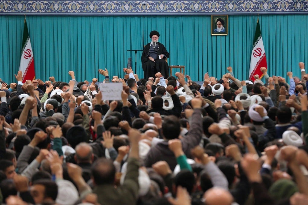 Iran’s Supreme Leader Ayatollah Ali Khamenei addressing a meeting with the people in Tehran on Saturday. Photo: AFP