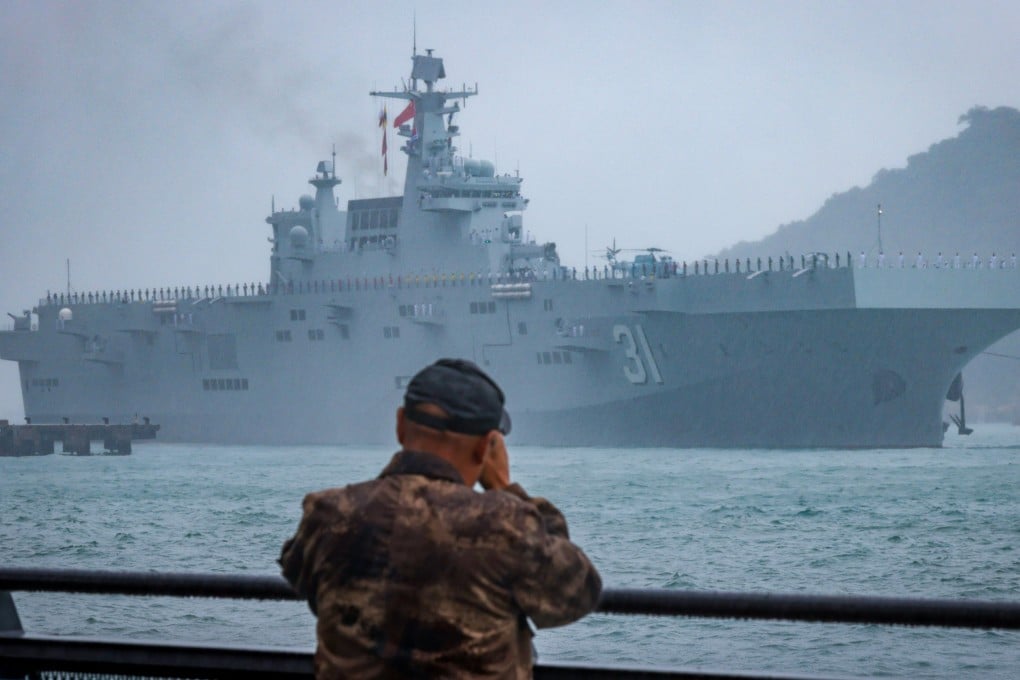 With a displacement of between 35,000 and 40,000 tonnes, the Type 075 Hainan is one of the largest amphibious assault ships in the world. Photo: Eugene Lee
