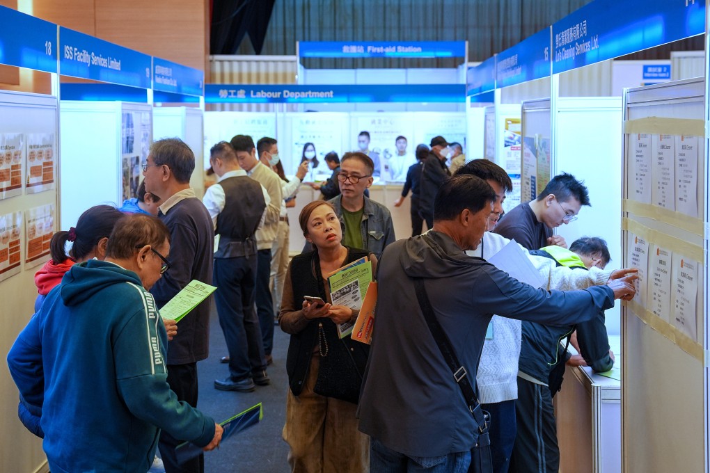 Hong Kong residents at a job fair organised last month by the Labour Department at Lohas Park Community Hall in Tsueng Kwan O. Photo: Elson Li
