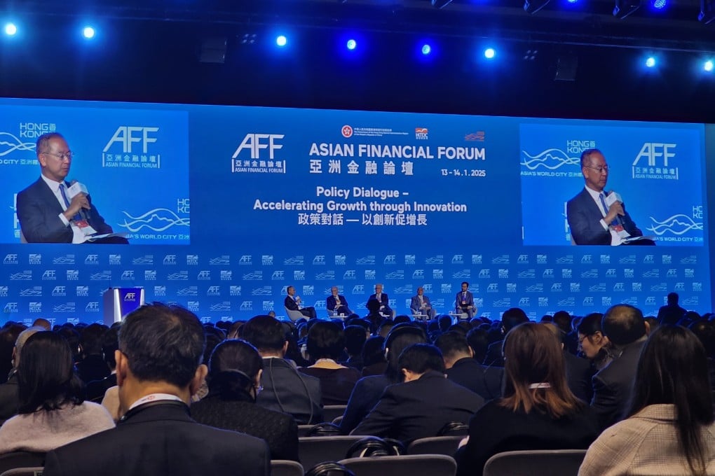 Hong Kong Monetary Authority CEO Eddie Yue Wai-man speaks at the Asian Financial Forum on January 13, 2025. Photo: Enoch Yiu