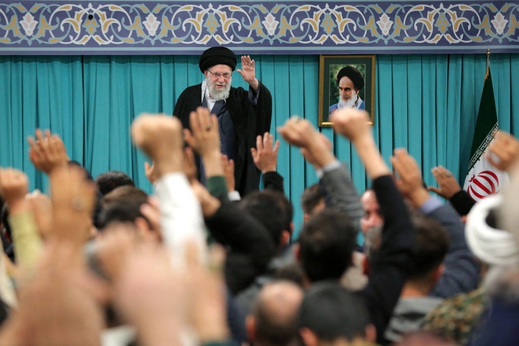 Iran’s Supreme Leader Ayatollah Ali Khamenei addressing a meeting in Tehran on Saturday. Photo: KHAMENEI.IR via AFP
