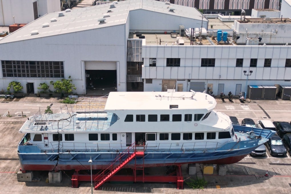 The wreckage of the Lamma IV at the government dockyard on Stonecutters Island. Photo: Elson Li
