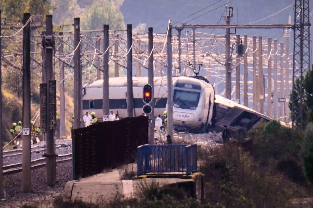 Emergency crews work at the site of the train collision in Adamuz, southern Spain on Monday. Photo: AP