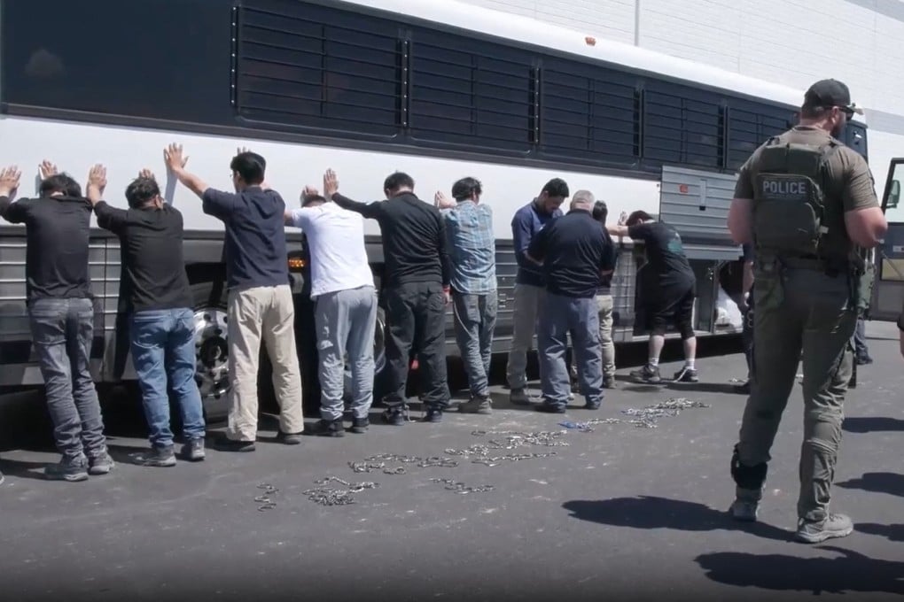 ICE federal agents conducting an enforcement operation at a Hyundai-LG electric vehicle battery plant in Ellabell, Georgia, on September 4, 2025. Photo: US Immigration and Customs Enforcement/AFP