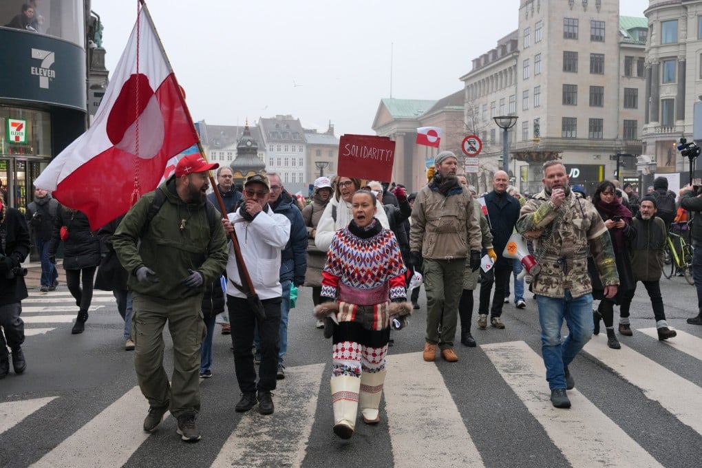 People take part in a protest under the slogans “Hands off Greenland” and “Greenland for Greenlanders” in Copenhagen, Denmark, on January 17. Photo: EPA