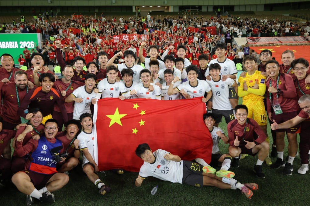China’s under-23 football team celebrate reaching the final of the AFC U-23 Asian Cup for the first time after a 3-0 semi-final win over Vietnam in Saudi Arabia. Photo: Xinhua