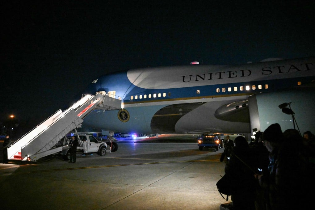 Air Force One on the tarmac at Joint Base Andrews in Maryland after it was forced to return. Photo: AFP