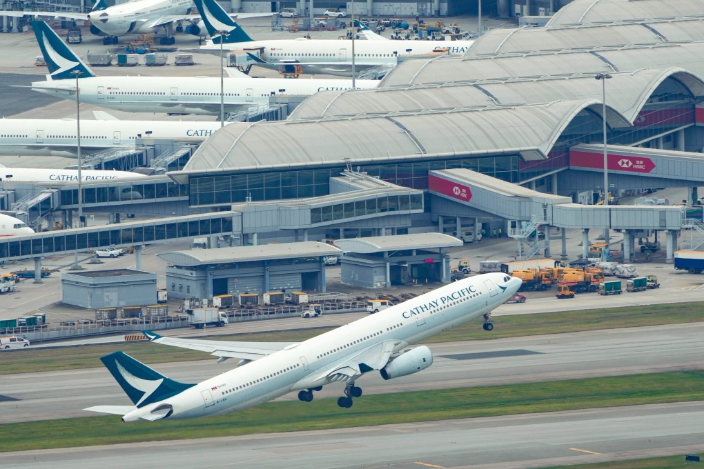 A Cathay Pacific aircraft takes off at Hong Kong International Airport.  
Photo: Sam Tsang