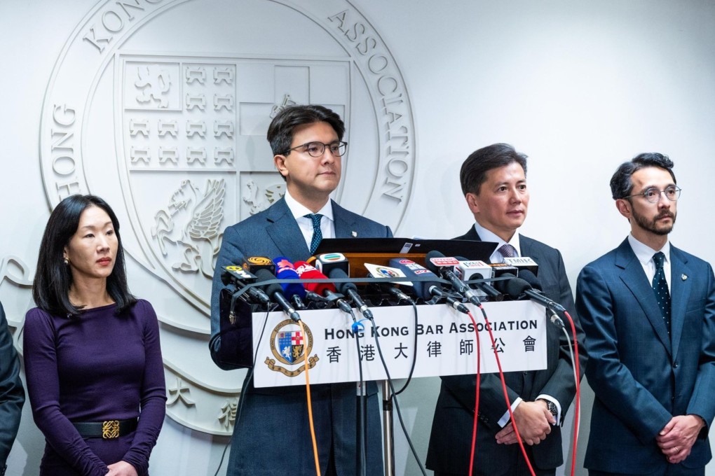 Jose-Antonio Maurellet (centre), chairman of the Hong Kong Bar Association, has said that amid heightened geopolitical tensions, national security cases in particular have drawn attention, queries and even criticism in recent years. Photo: Handout