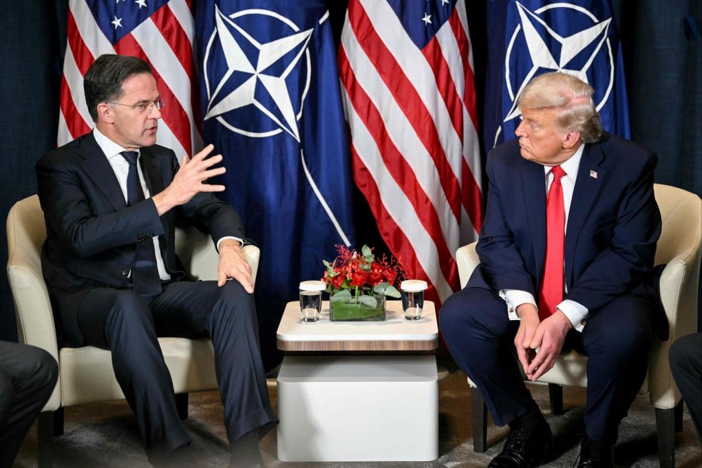 Nato Secretary General Mark Rutte (left) speaks to US President Donald Trump during a bilateral meeting on the sidelines of the annual World Economic Forum meeting in Davos, Switzerland, on January 21. Photo: AFP