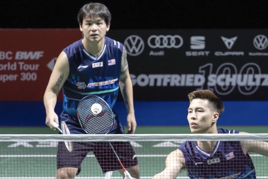 Malaysian badminton doubles players Teo Ee Yi (left) and Ong Yew Sin (right) playing in the 2024 German Open. Photo: YouTube/German Open Official