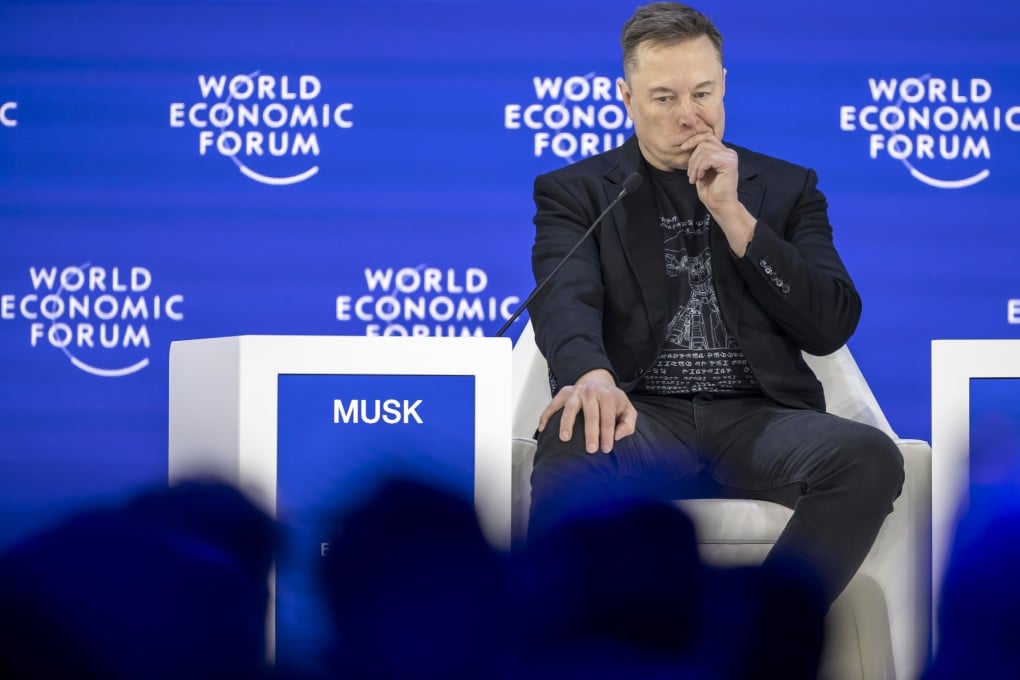 Tesla CEO Elon Musk told the World Economic Forum in Davos, Switzerland, on Thursday that “China’s growth in electricity is tremendous”. Photo: EPA