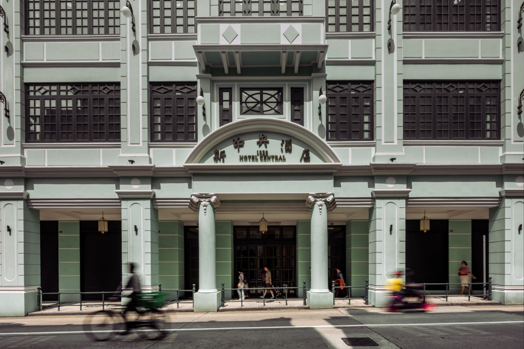 The new Hotel Central’s green facade remains faithful to the original. Photo: Eugene Chan