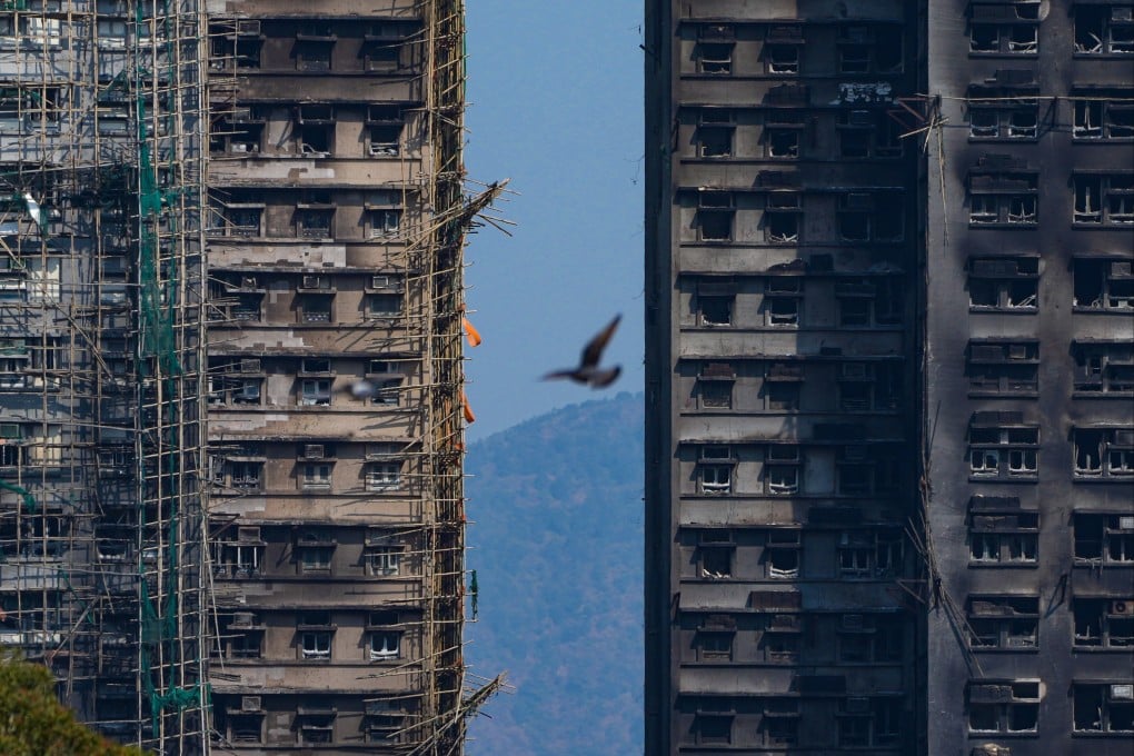The fire-damaged Wang Fuk Court in Tai Po, seen on January 13. Photo: Sam Tsang