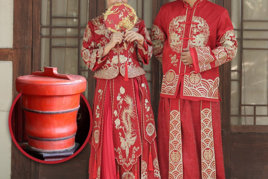 In suburban villages near Shanghai, practical items like foot basins, chamber pots, and tall bathing tubs were once vital components of a bride’s dowry. Photo: SCMP composite/Shutterstock/ifeng