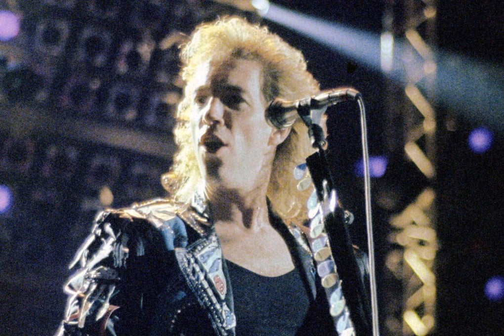 Francis Buchholz of the Scorpions performs in London in 1989. Photo: TNS