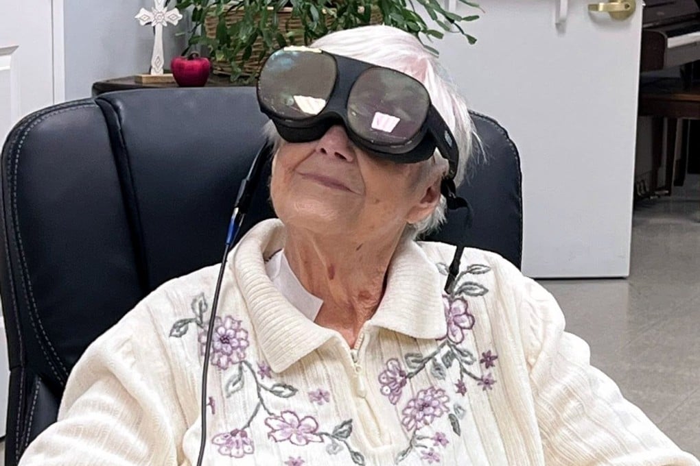 An elderly retirement home resident engages in a VR experience. Texas-based tech company Mynd Immersive offers its Great American Elderverse - a VR platform that that blends entertainment with physiotherapy, occupational therapy and speech therapy - in nursing homes and assisted living facilities across 10 US states. Photo: Instagram/myndimmersive