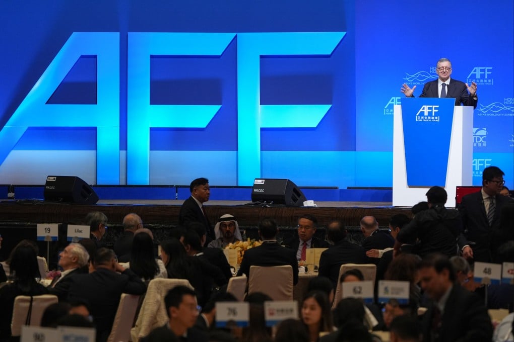 Jose Manuel Durao Barroso, former president of the European Commission and prime minister of Portugal from 2002 to 2004, delivers a keynote speech at the 19th Asian Financial Forum in Hong Kong. Photo: Eugene Lee