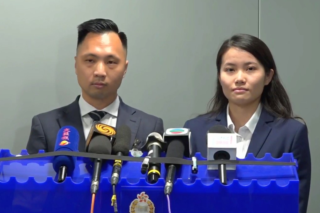 Inspectors Tsang Kin-wa (left) and Leung Wai-ying reveal details about the crackdown. Photo: Handout