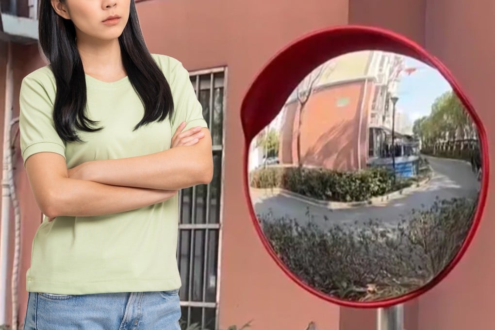 At a residential compound in Shanghai, a series of accidents were linked to a resident’s adjustments to a traffic mirror intended for better feng shui. Photo: SCMP composite/Shutterstock/QQ.com
