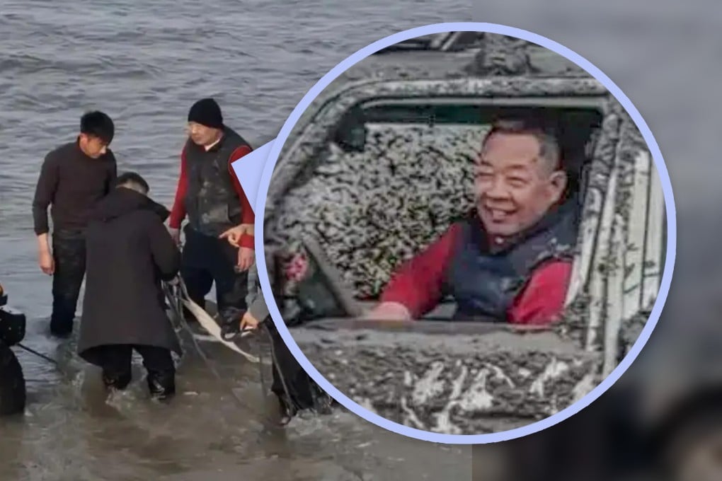 Yu Donglai, the 60-year-old entrepreneur behind the supermarket chain Pangdonglai, recently rescued a man trapped in a freezing river. Photo: SCMP composite/163.com