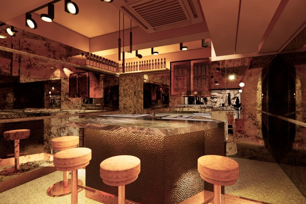 The hexagonal bar counter at The Savory Project in Hong Kong, which allows guests to get right up close to the action. Photo: Handout