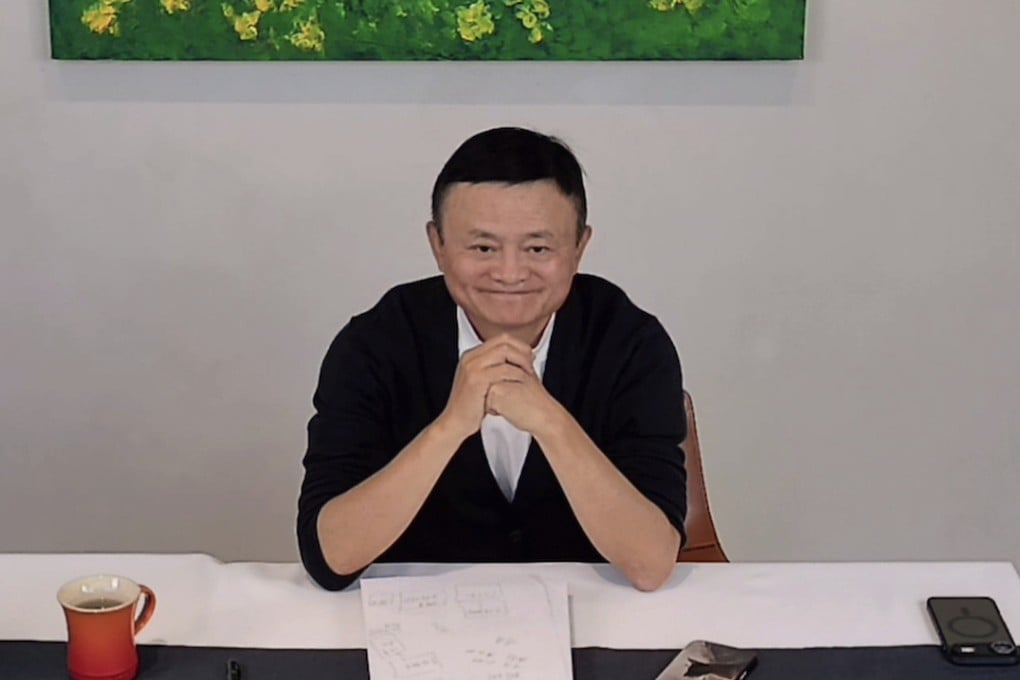 Alibaba Group Holding founder Jack Ma speaks to Chinese rural teachers in a video conference call on Monday. Photo: Jack Ma Foundation