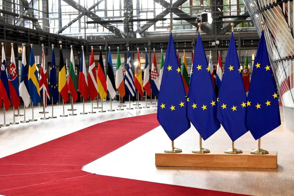 The national flags of EU member states are seen before a European Union leaders’ summit, in Brussels, Belgium, on July 2, 2019. Photo: Reuters