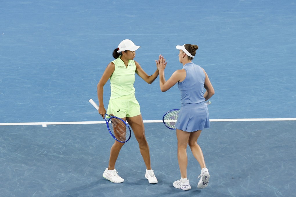 Zhang Shuai (left) and Elise Mertens have reached the final of the women’s doubles at the Australian Open. Photo: Xinhua