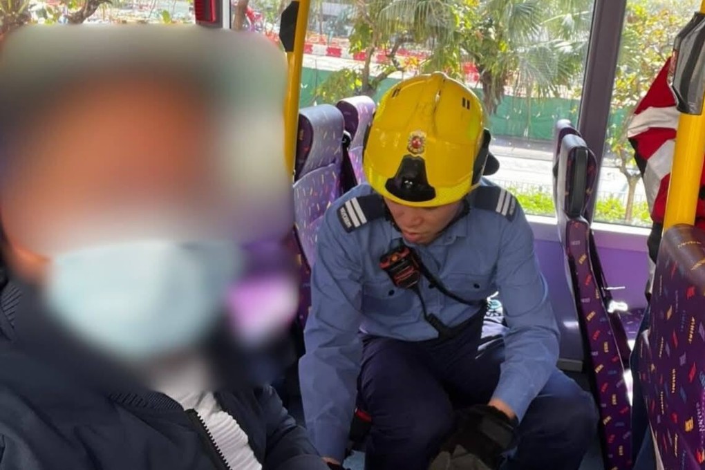 The man stuck in the seat belt had to be rescued by firefighters. Photo: TVB