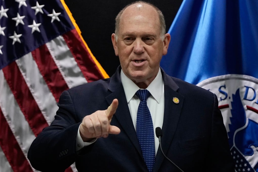 Tom Homan holds a news conference in Minneapolis on Thursday. Photo: AP