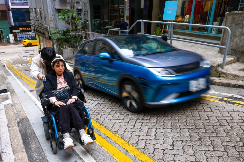 St Francis Street is a major thoroughfare in the neighbourhood connecting Queen’s Road East to the Starstreet Precinct, but its steep and narrow one-way path with a gradient of about 1:6 already poses barriers to residents with disabilities. Photo: Dickson Lee