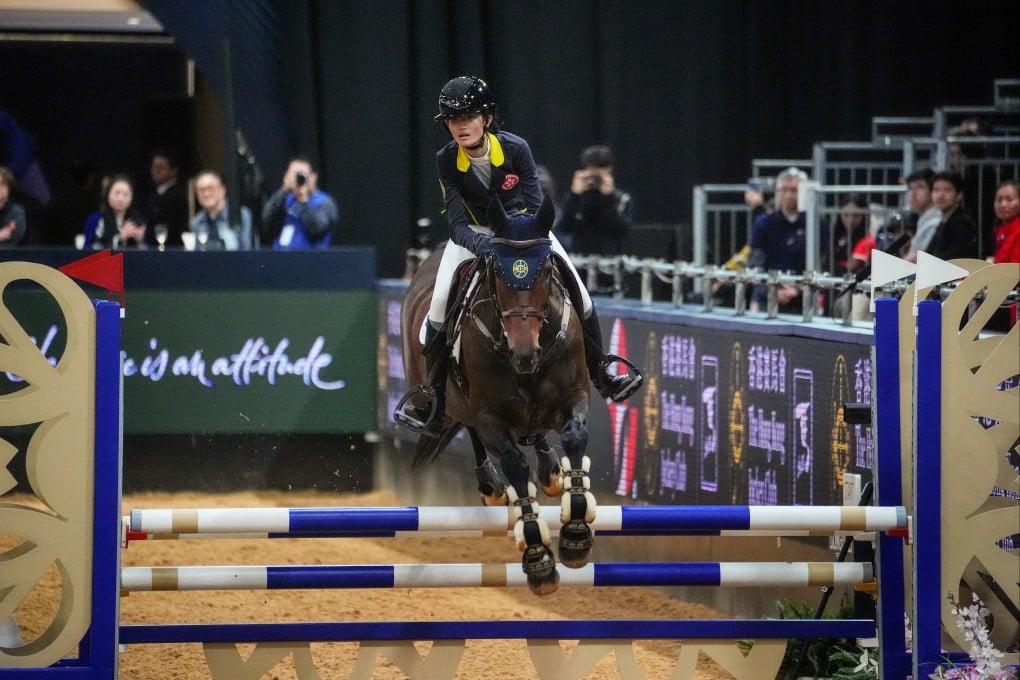 Hong Kong’s Carrie Wang clears a jump during the first Asian Youth Challenge Competition at the AsiaWorld-Expo. Photo: Elson Li