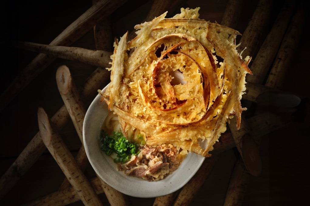 Hot udon with beef and burdock tempura at Daichi no Udon. The Fukuoka-style noodle restaurant in Tai Kok Tsui is just one of the exciting new openings in Hong Kong in February 2026, which also include an Eastern European comfort-food spot and a special kind of matcha joint. Photo: Daichi no Udon
