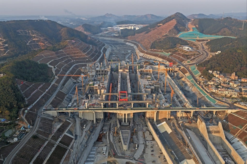 The construction site of the Pinglu Canal megaproject, a 134km waterway linking Nanning with the Gulf of Tonkin. Photo: Xinhua
