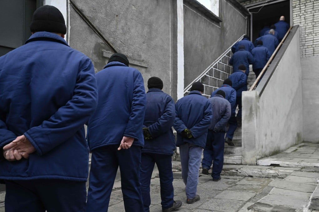 Prisoners of war at a detention centre in western Ukraine. Photo: AFP