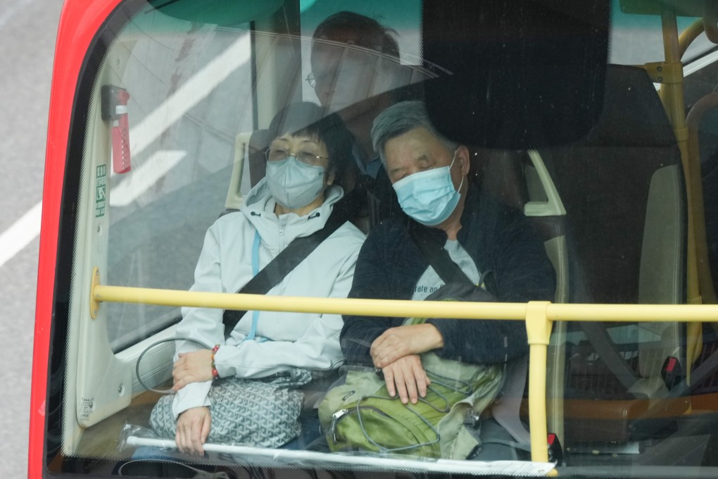 Passengers wear seat belts on a double-decker bus in Kwun Tong. Photo: Jelly Tse
