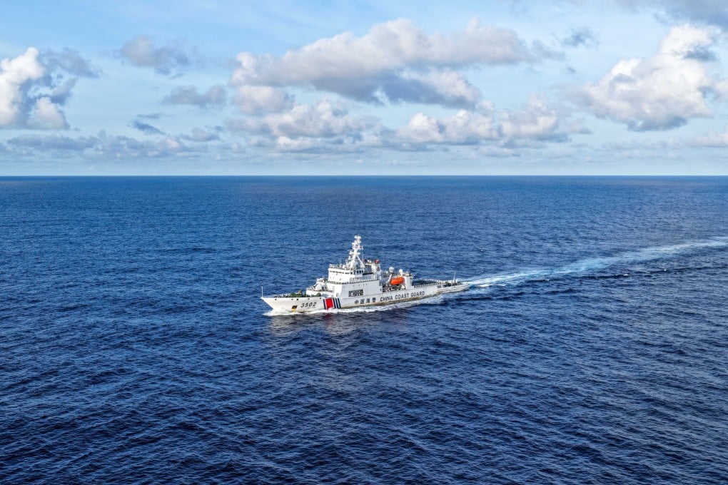 A China Coast Guard ship patrols the waters near Scarborough Shoal, which Beijing claims and calls Huangyan, in the South China Sea on November 14, 2025. Photo: Xinhua