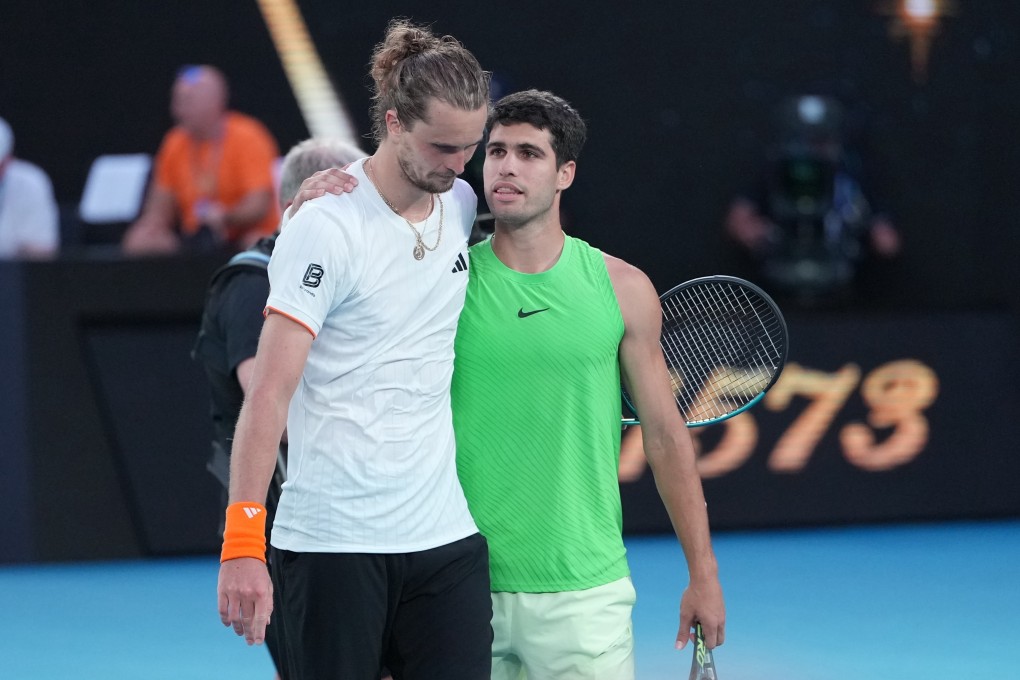 Carlos Alcaraz (right) is congratulated by Alexander Zverev following their semi-final match at the Australian Open. Photo: AP