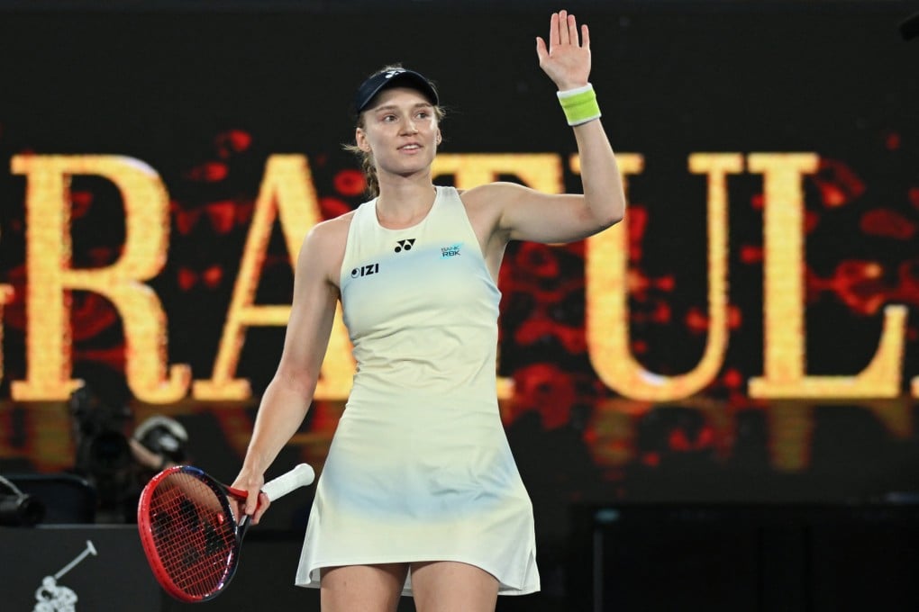 Kazakhstan’s Elena Rybakina celebrates after winning her women’s singles final against Belarus’ Aryna Sabalenka. Photo: Reuters