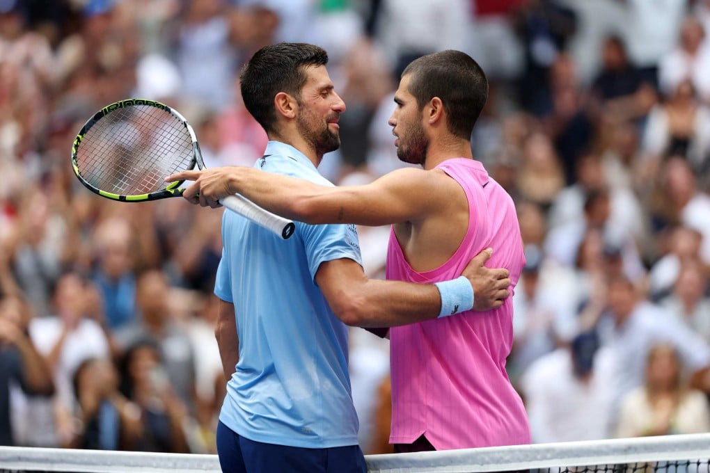 Carlos Alcaraz (right) and Novak Djokovic last played each other in the semifinals of the US Open in September 2025, when Alcaraz won 6-4, 7-6, 6-2 on his way to winning the title. Photo: AFP