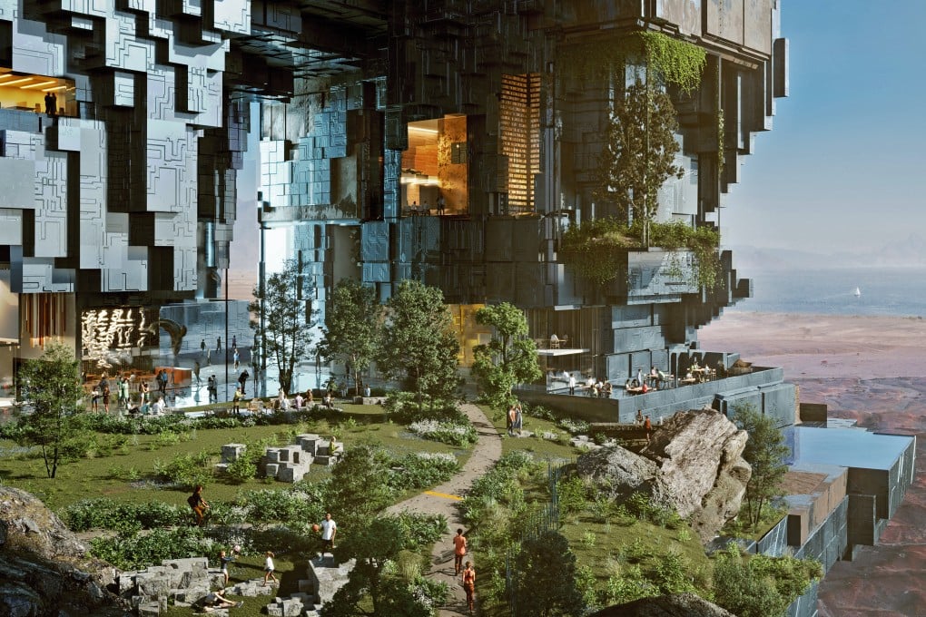 An artist’s impression for The Line, 500-metre tall parallel structures in the heart of the Red Sea megacity Neom. Photo: Neom/AFP