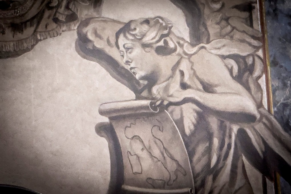 An angel said to bear a resemblance to Italian Prime Minister Giorgia Meloni is pictured in the recently  restored Basilica of San Lorenzo in Lucina. Photo: dpa