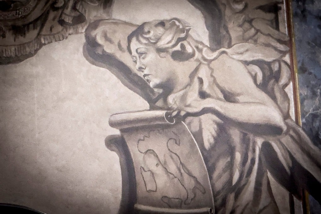 An angel said to bear a resemblance to Italian Prime Minister Giorgia Meloni is pictured in the recently restored Basilica of San Lorenzo in Lucina. Photo: dpa