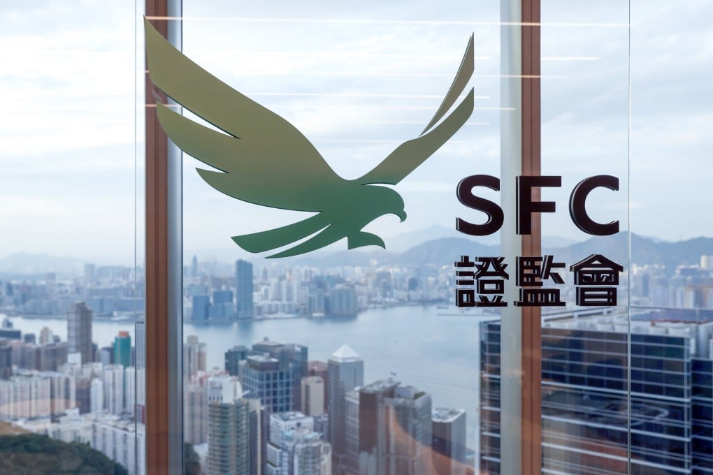 The logo of the Securities and Futures Commission (SFC) is seen at its offices in Quarry Bay. Photo: Yik Yeung-man