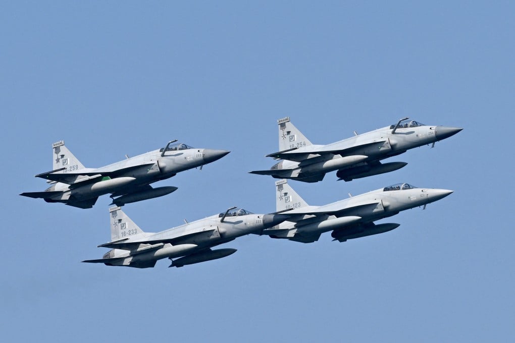 JF-17 fighter jets of Pakistan’s Air Force perform a fly past near the port city of Karachi in February last year. Photo: AFP