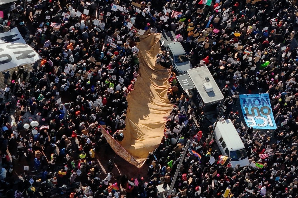 Demonstrators taking part in an ‘ICE Out’ protest in Minneapolis on January 30. Photo: Reuters