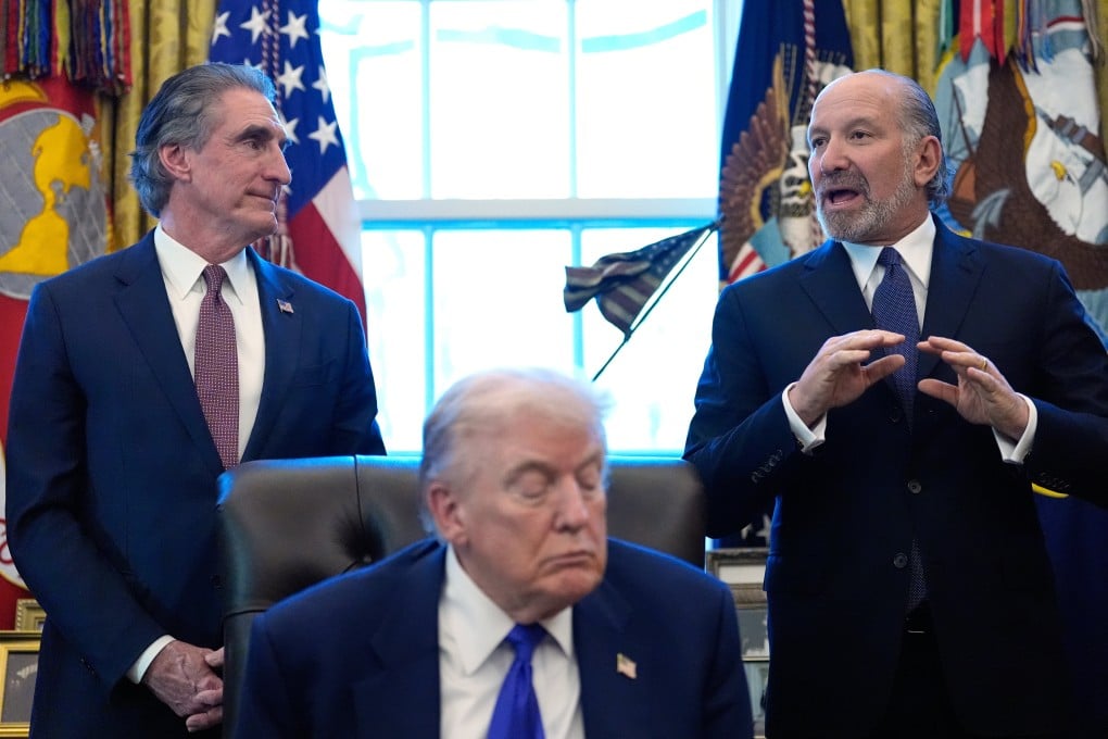 US officials (from left) Interior Secretary Doug Burgum, President Donald Trump and Commerce Secretary Howard Lutnick are using various methods to try to reduce American dependence on China’s critical minerals supplies. Photo: AP