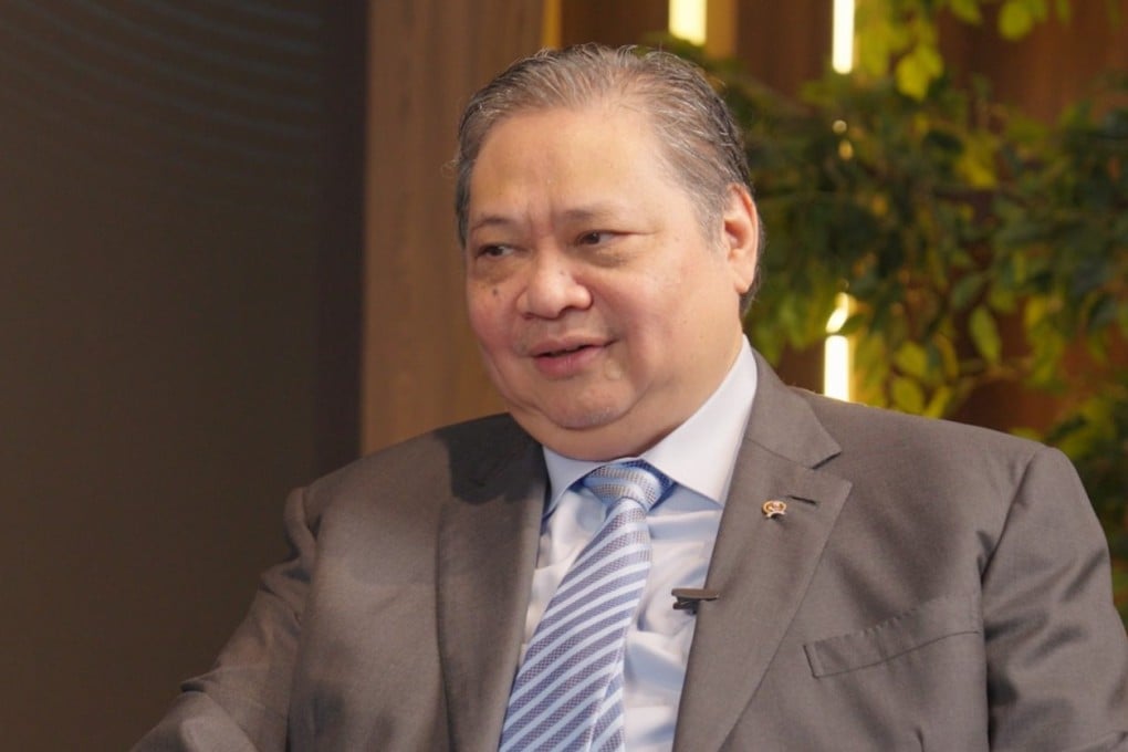 Airlangga Hartarto, Indonesia’s coordinating minister for economic affairs, during an interview with This Week in Asia on Tuesday. Photo: Handout
